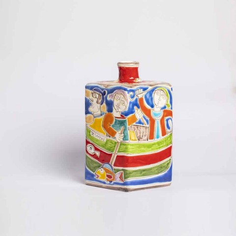 Bottiglia Decorativa dipinta a mano de simone Pescatori DS BT623 Bottiglia Decorativa dipinta a mano de simone Pescatori DS BT623